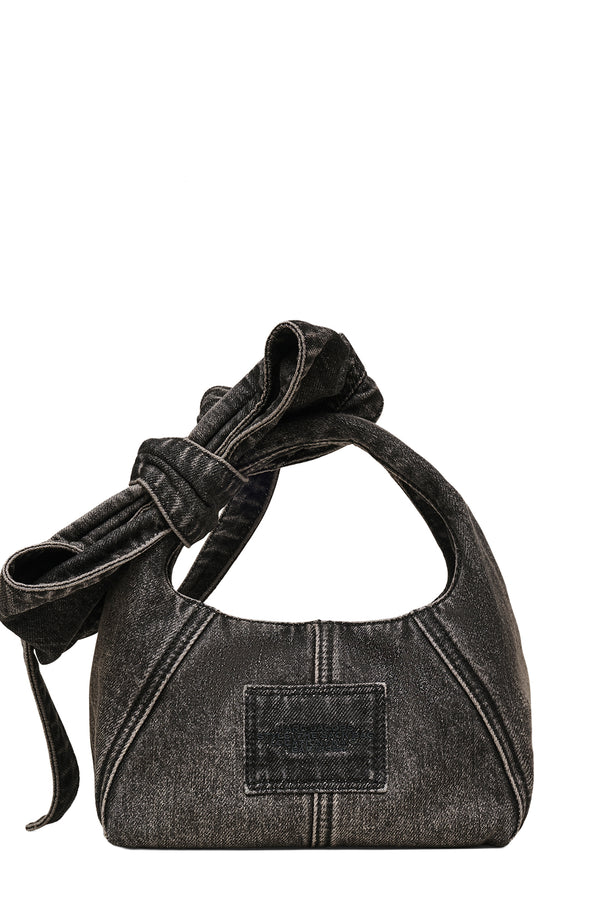 The Mini Bow Denim Sack Bag