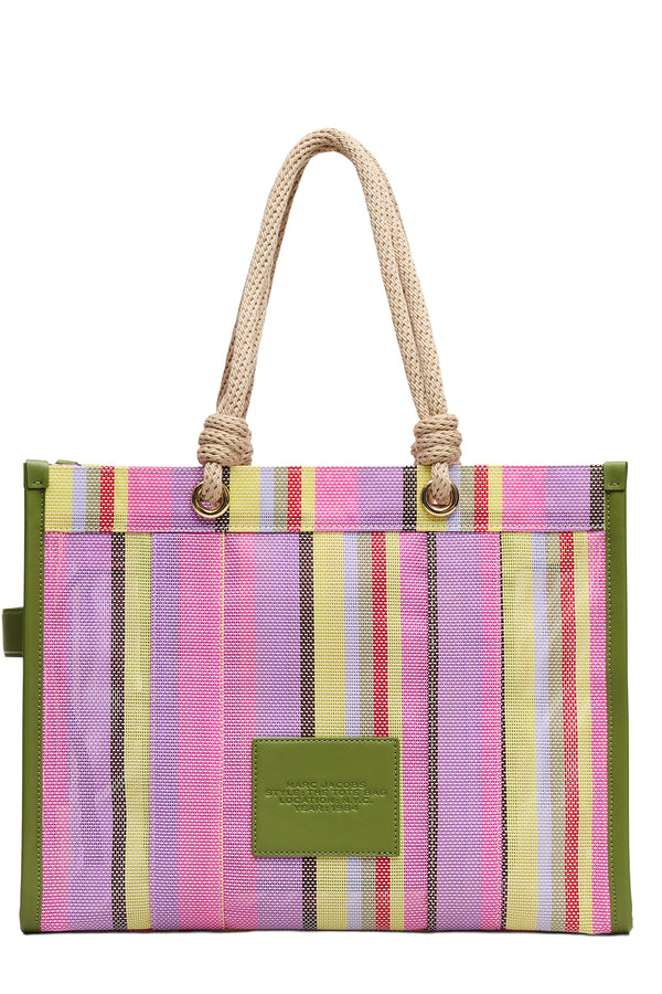 The Large Stripe Mesh Rope Tote Bag
