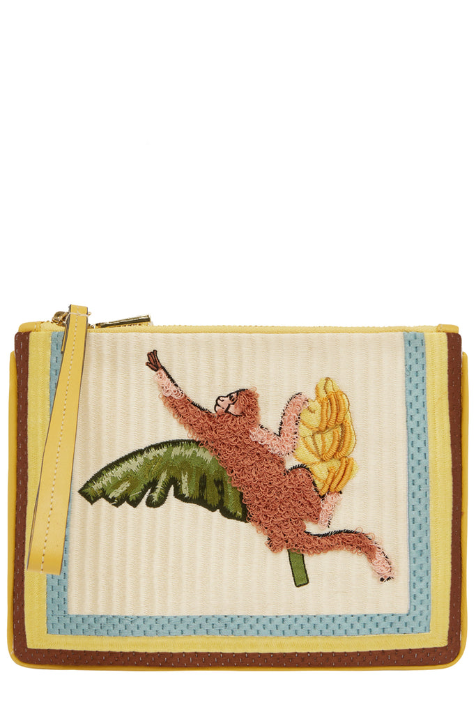 Mokshini Monkey Embroidered Clutch