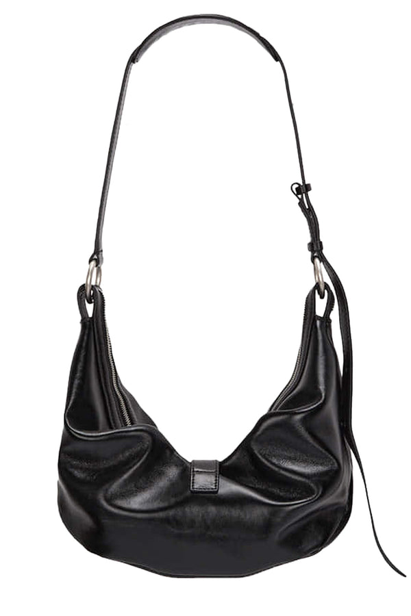 Belted Hobo Medium Glossy Leather Bag