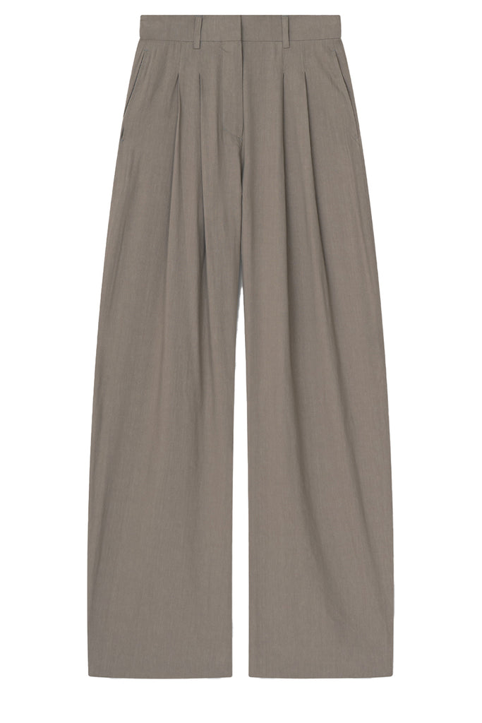 Nanushka trousers in gray, shown against a plain white background.