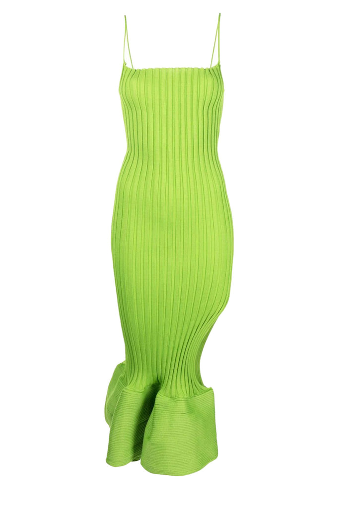 The Emma fishtail organic cotton-blend dress in apple green color from the brand A. ROEGE HOVE