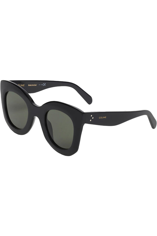 The bold butterfly logo-embellished sunglasses in black color with green lenses from the brand CELINE