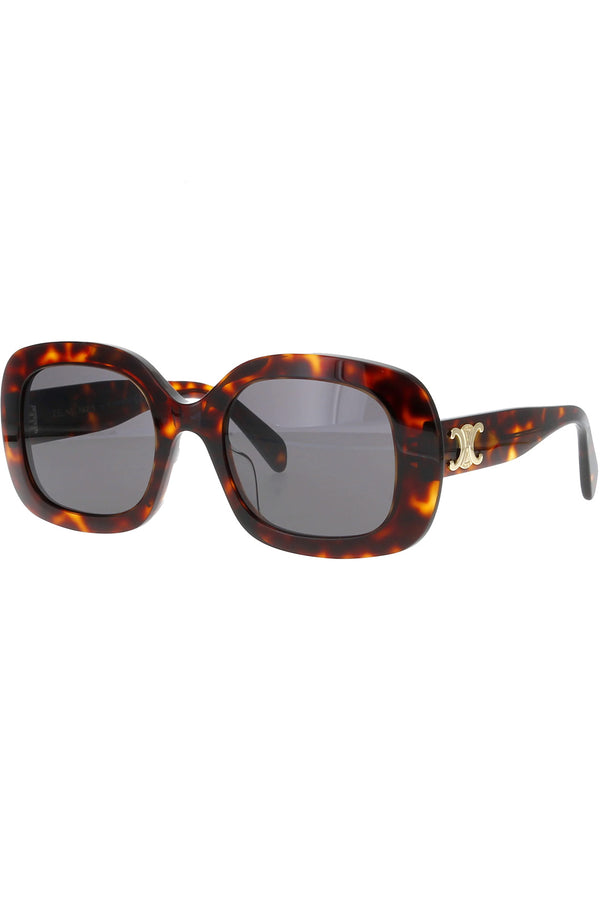 The oval logo-embellished sunglasses in havana colour with grey lenses from the brand CELINE
