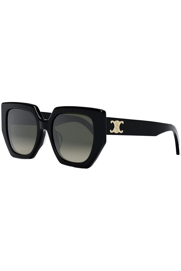 The oversize bold-frame logo-embellished sunglasses in black colour with grey lenses from the brand CELINE