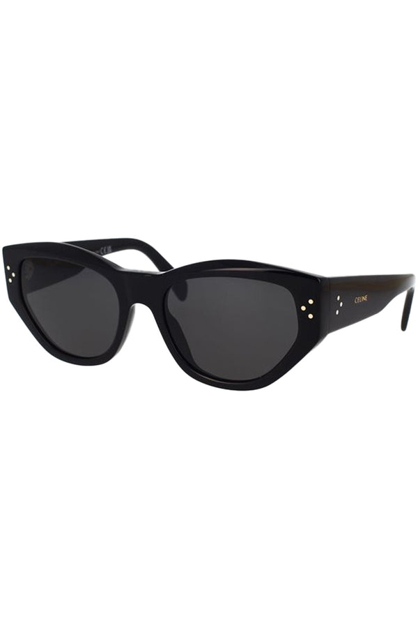 The rectangular dots-embellished sunglasses in black color with grey lenses from the brand CELINE
