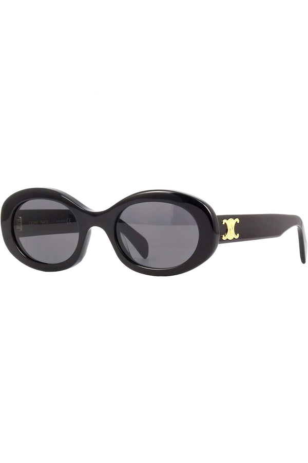 The round-eye logo-temple sunglasses in black colour with grey lenses from the brand CELINE