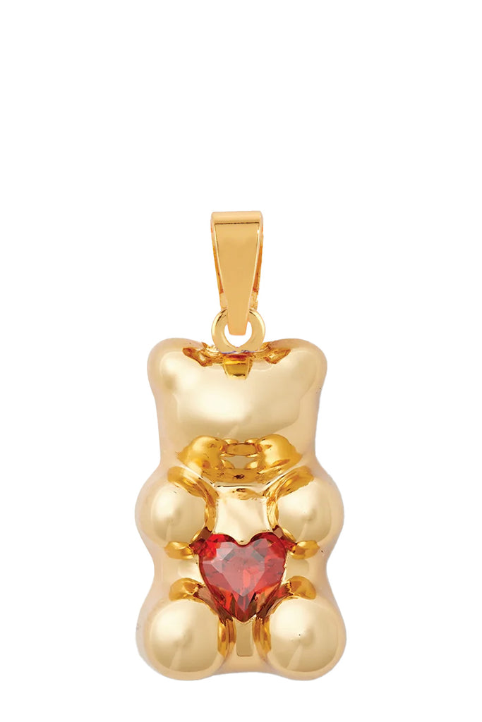 The Amore nostalgia bear pendant with classic connector in gold and red colour from the brand CRYSTAL HAZE