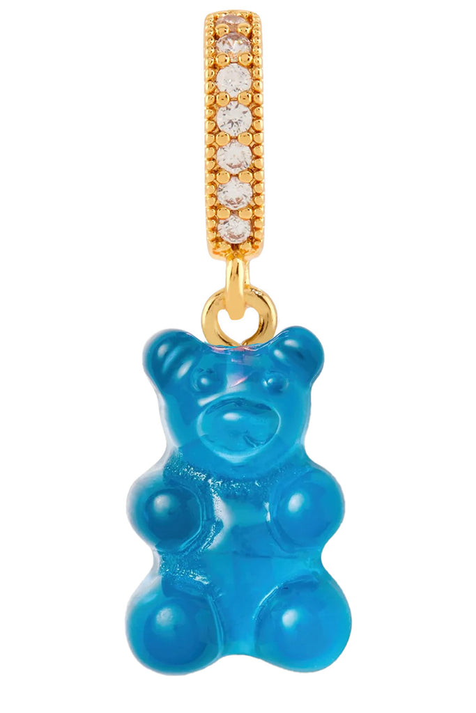 The nostalgia bear pendant with pave connector in azure and gold colors from the brand CRYSTAL HAZE