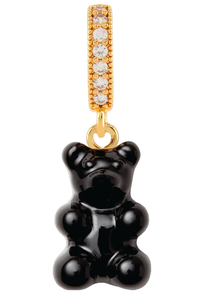 The nostalgia bear pendant with pave connector in gold and black colors from the brand CRYSTAL HAZE