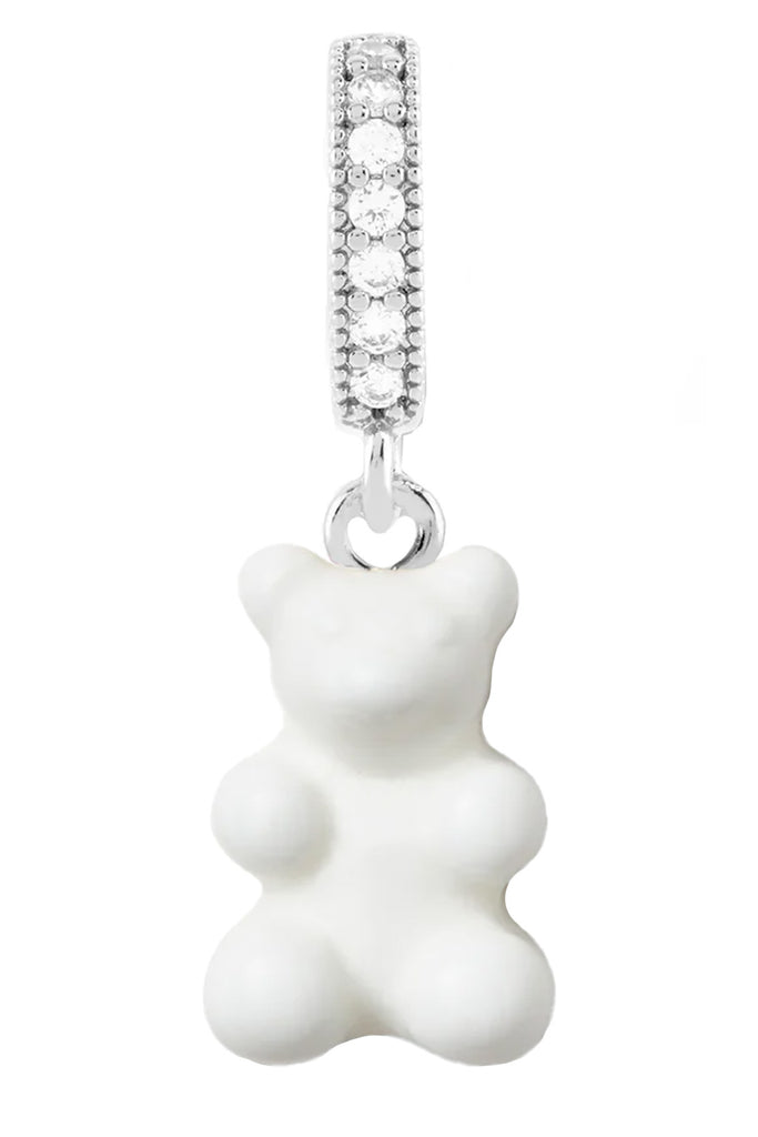 The Nostalgia Bear pendant with pave connector in silver and white colours from the brand CRYSTAL HAZE