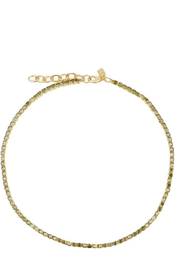 The Serena necklace in gold and olive colors from the brand CRYSTAL HAZE