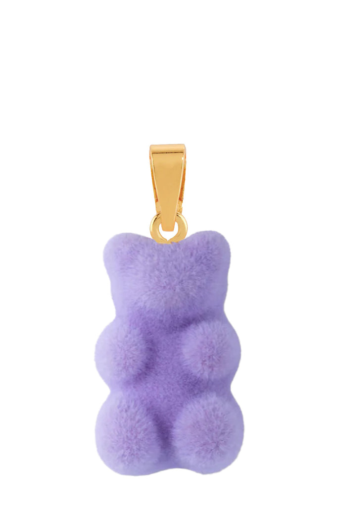 The velvet nostalgia bear pendant with classic connector in gold and violet from the brand CRYSTAL HAZE