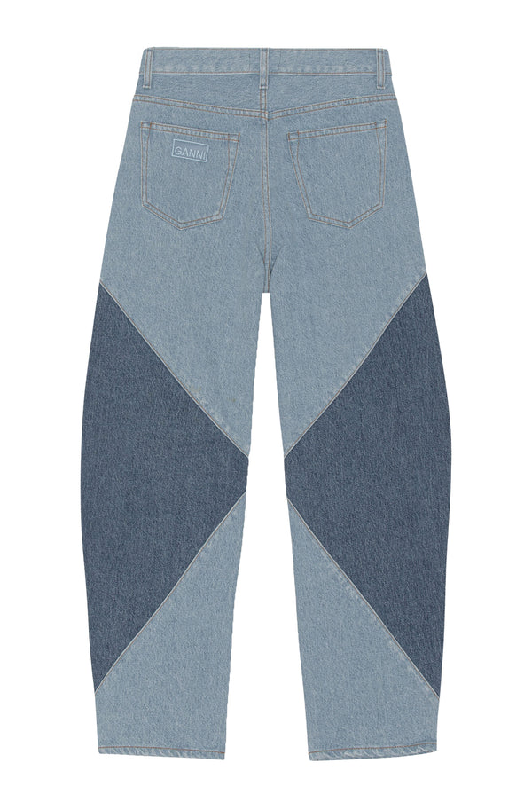 The contrast-panel denim jeans in denim color from the brand GANNI.
