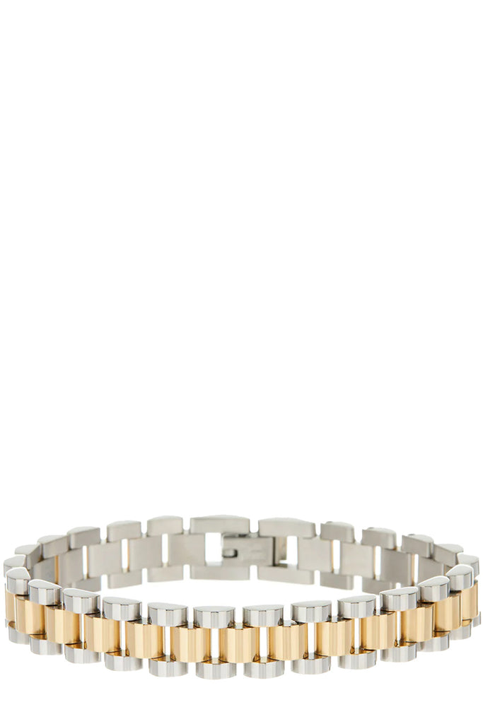 The timepiece two-toned bracelet in gold and silver colour from the brand LUV AJ