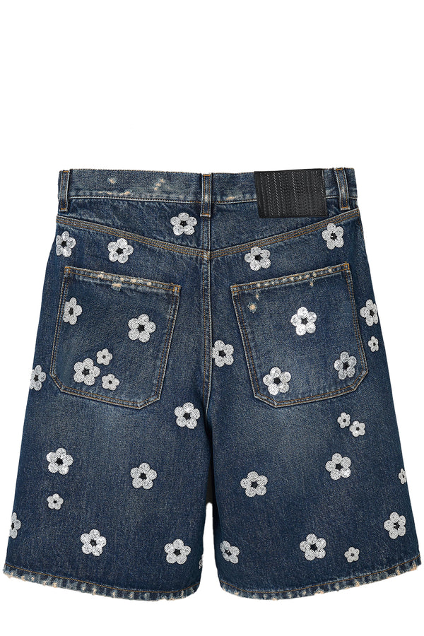 Sequin Daisy Wide Leg Shorts