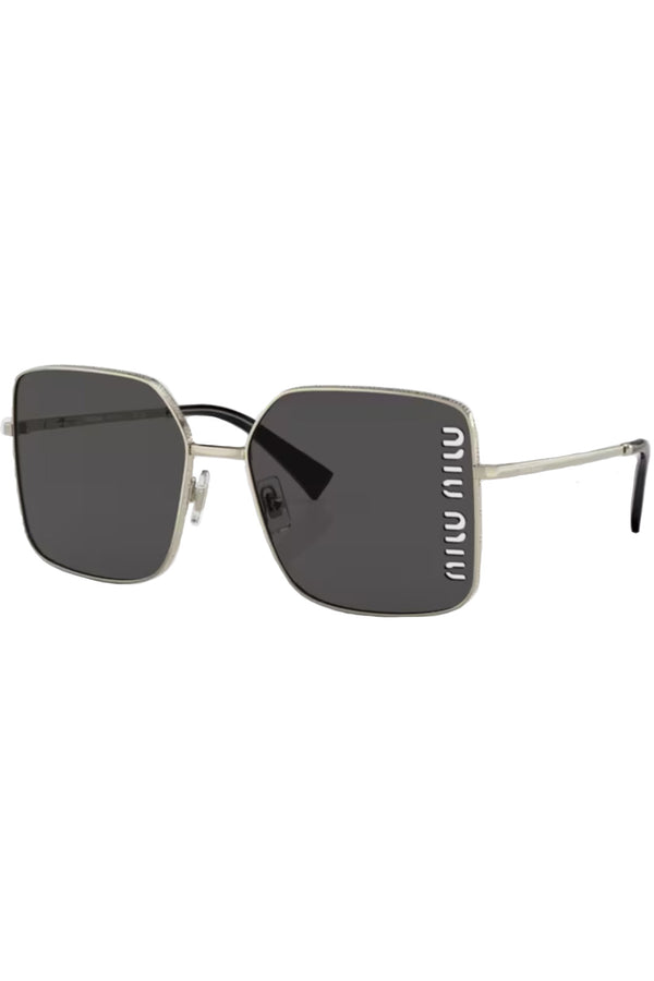 The metal square-frame logo-cut sunglasses from the brand MIU MIU