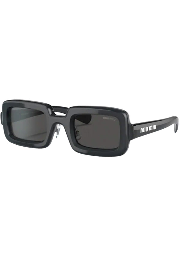 The rectangular-frame contrast-logo sunglasses from the brand MIU MIU