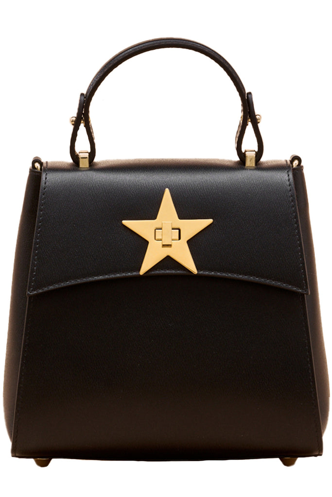 The Star Curve Mini Bag from NINI.The Star Curve mini bag in black and gold colours from the brand NINI