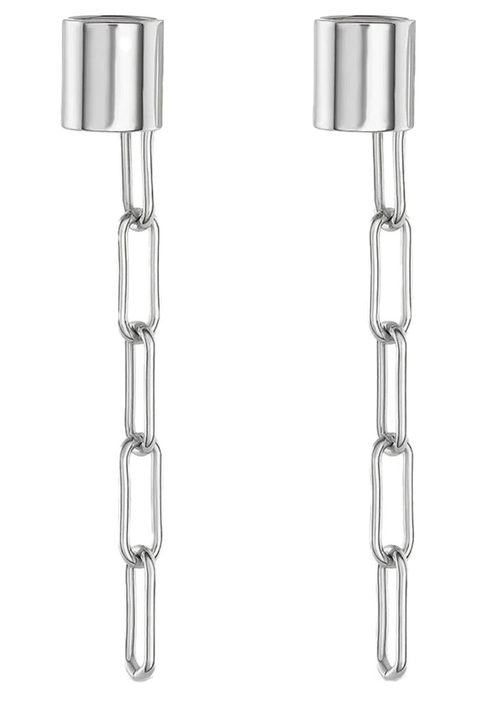 Brooklyn 5 Links Stud Earrings Silver