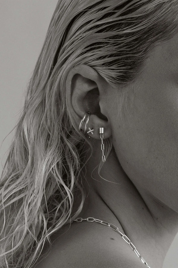 Brooklyn 5 Links Stud Earrings Silver
