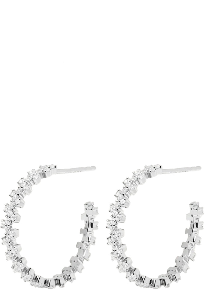 The Crown earrings in silver and clear colours from the brand P D PAOLA