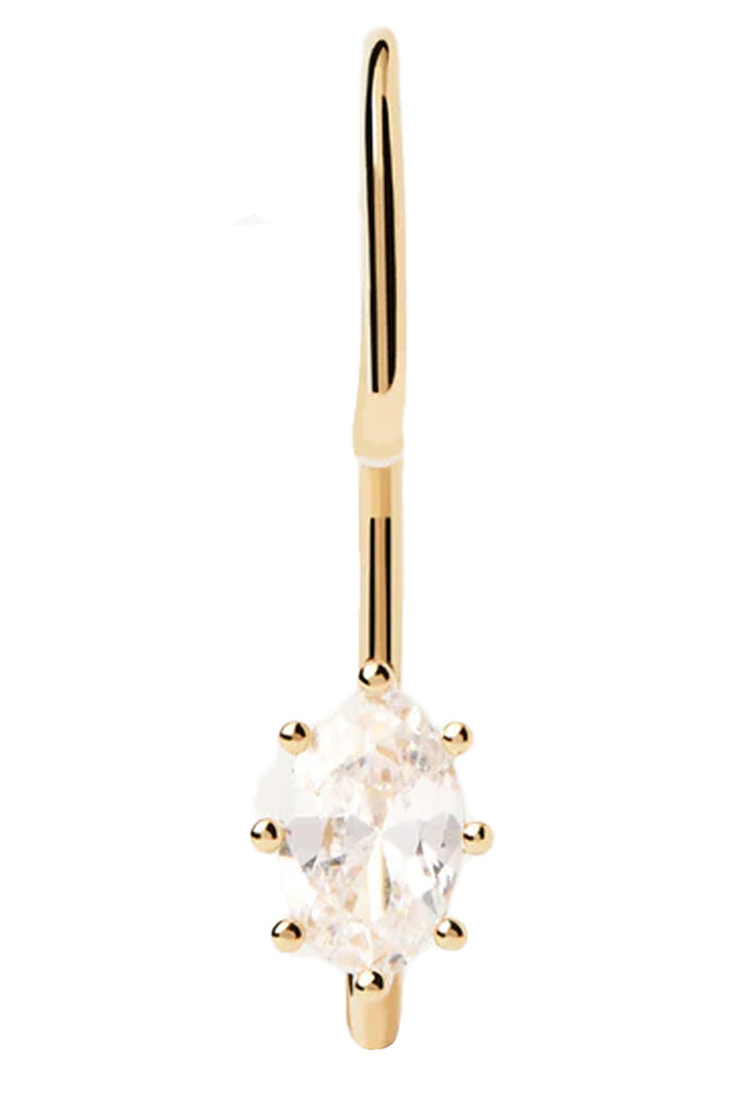The Lila single earring in gold and clear colours from the brand P D PAOLA