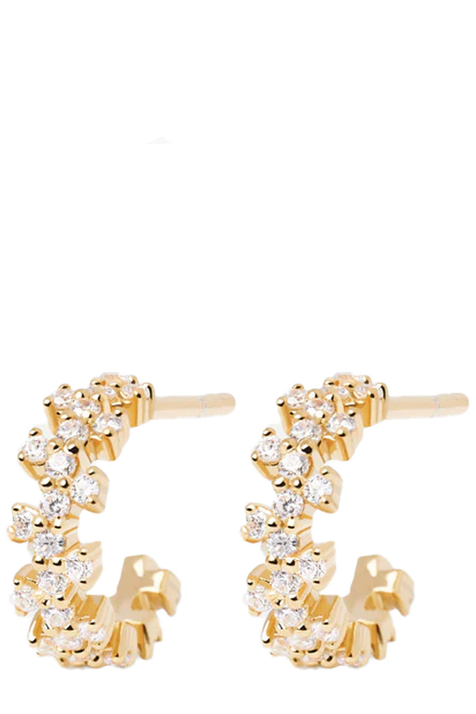 The Little Crown earrings in gold and clear colours from the brand P D PAOLA