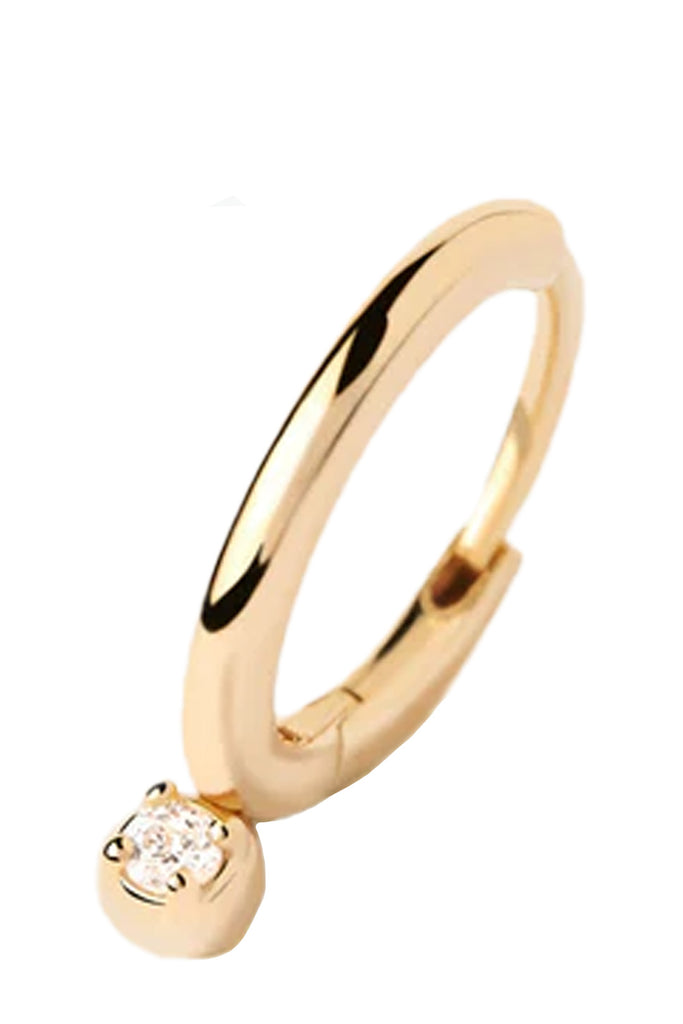 The Tide single hoop earring in gold and clear colors from the brand P D PAOLA