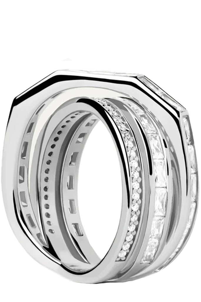 The Verona ring in silver and clear colours from the brand P D PAOLA