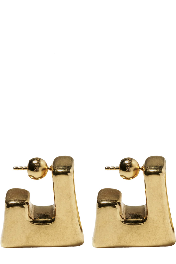 The Cubo earrings in gold colour from the brand PANCONESI