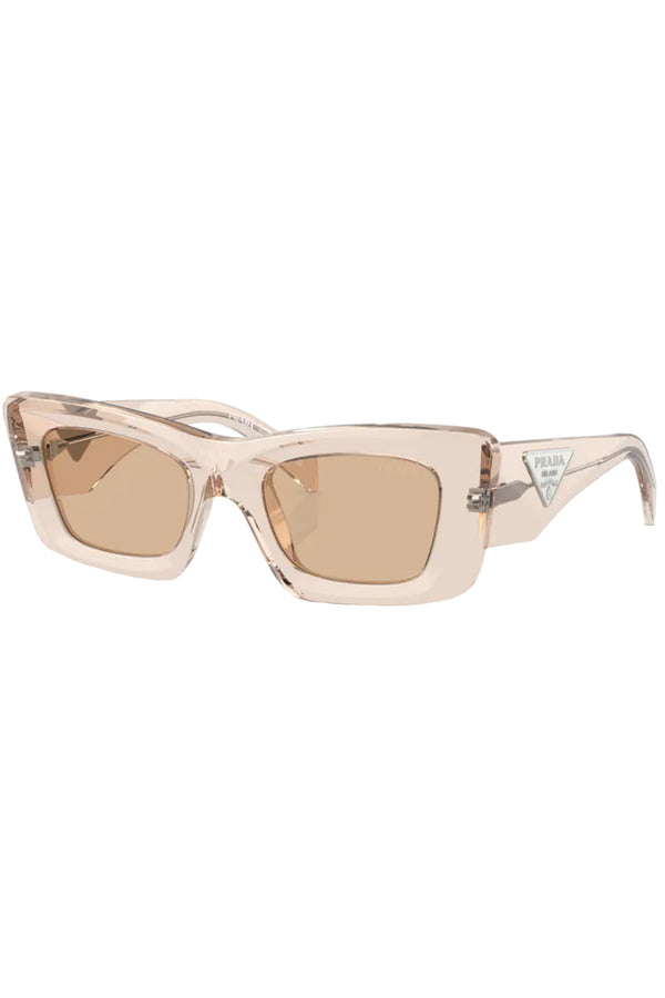 The cat-eye transparent-frame signature logo-plaque sunglasses from the brand PRADA