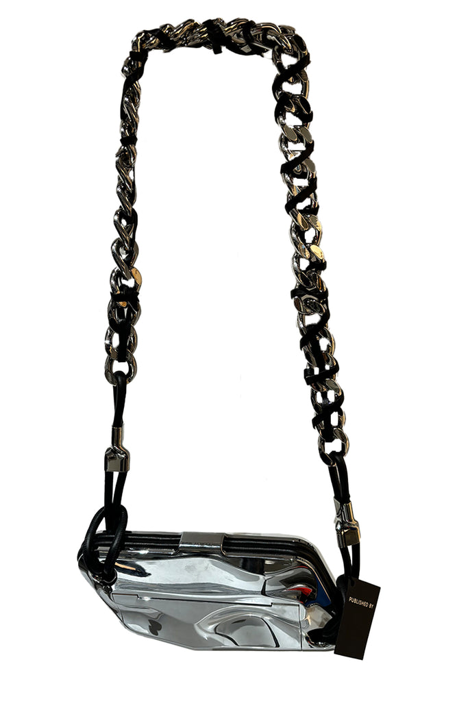 Cross Body Bag In Chrome With Chunky Chain