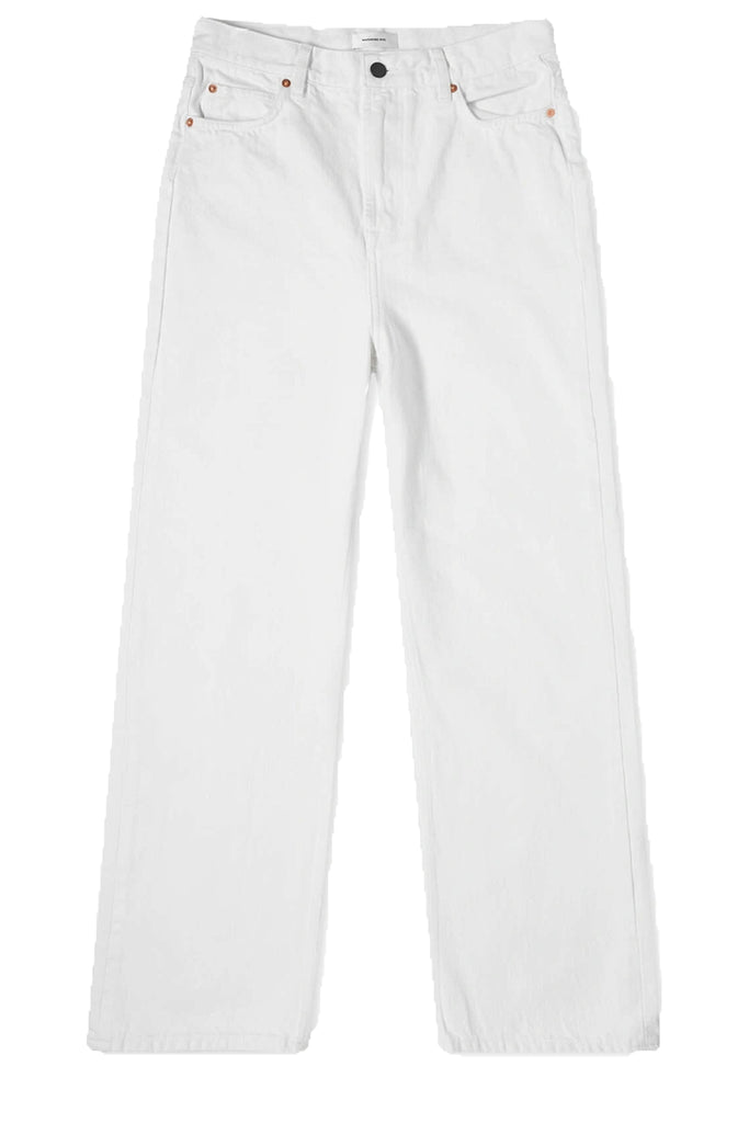 The Low-Rise Wide-Leg Jeans in white colour from the brand Wardrobe.NYC