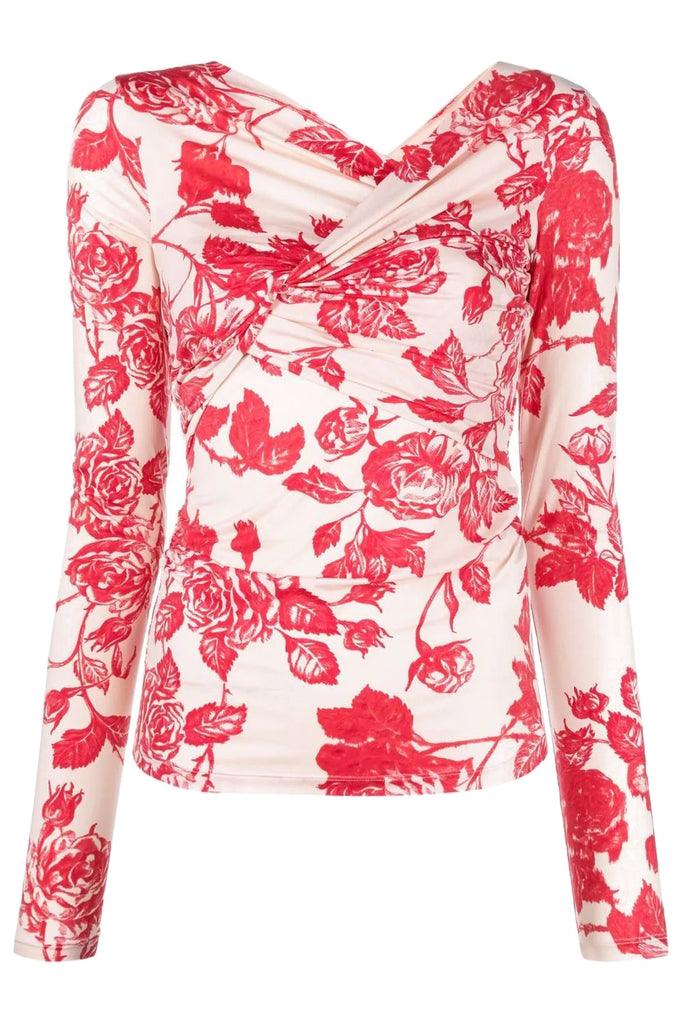 Floral-Pattern Asymmetric Blouse