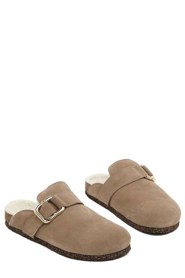 Chloe Wool-Blend Lined Leather Mules