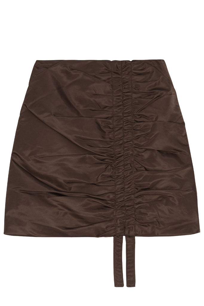 Ruched Recycled Nylon Mini Skirt