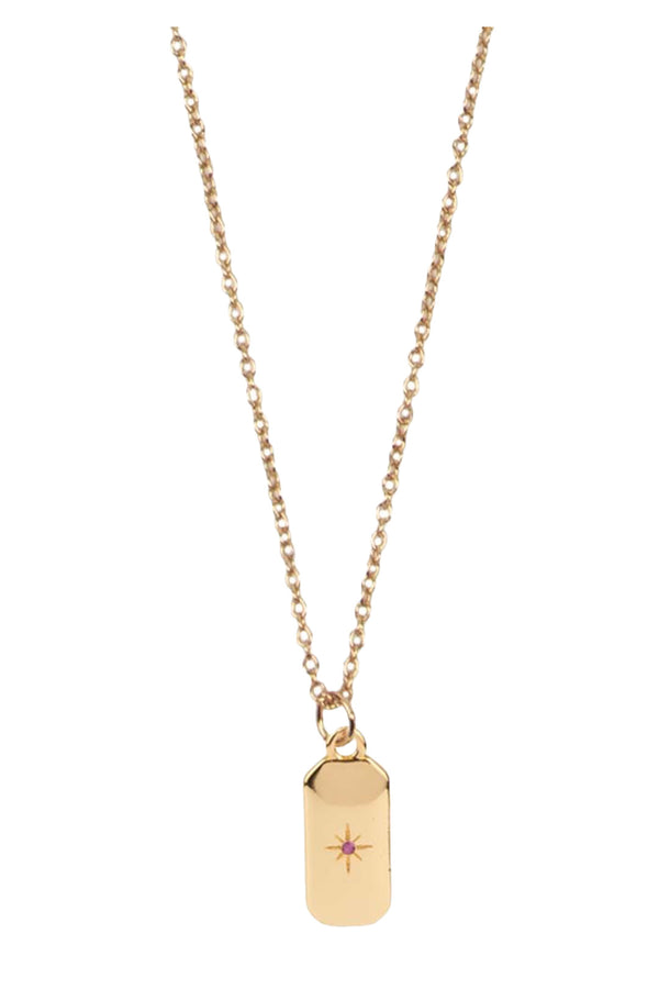 The Rectangle Star necklace in gold and pink colors from the brand ALL THE LUCK IN THE WORLD