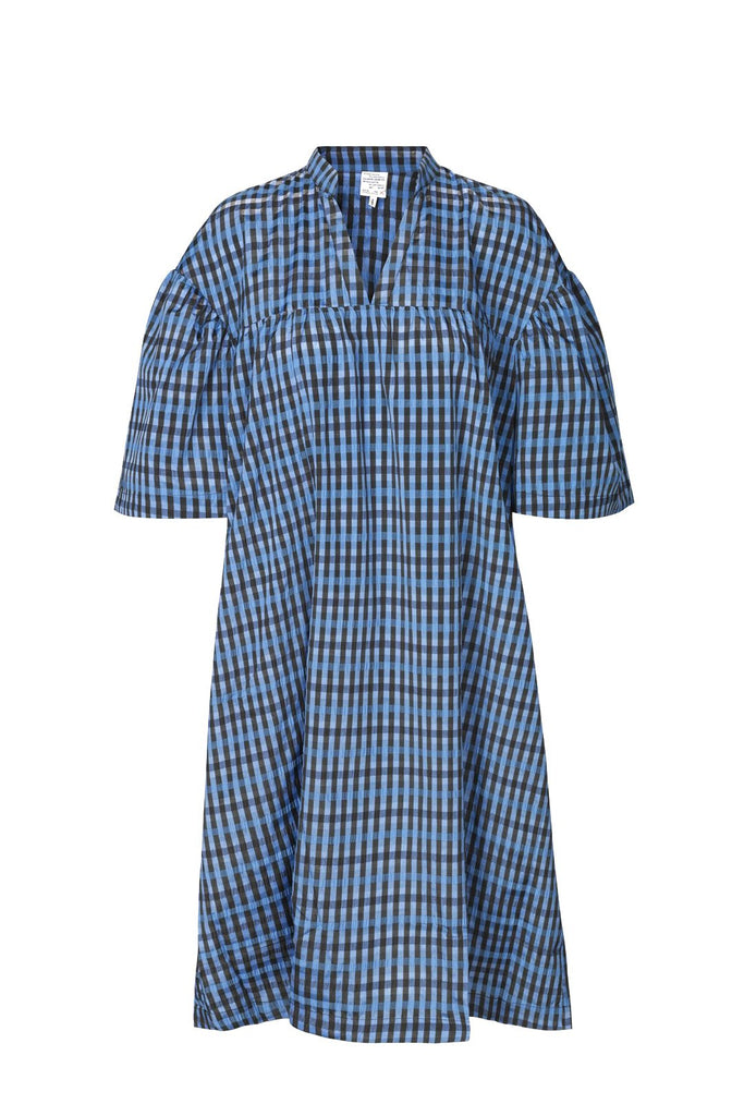 baum und pferdgarten aslau loose fit midi dress blue gingham ruha