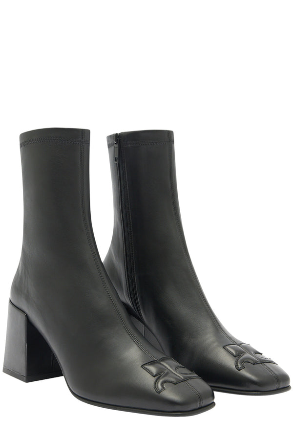 AC Logo-Embossed Leather Ankle Boots