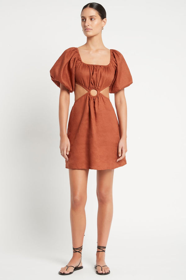 Almero Cut-Out Linen Mini Dress