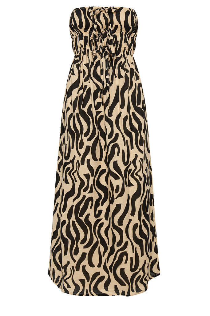 Contessa Graphic-Print Linen Midi Dress