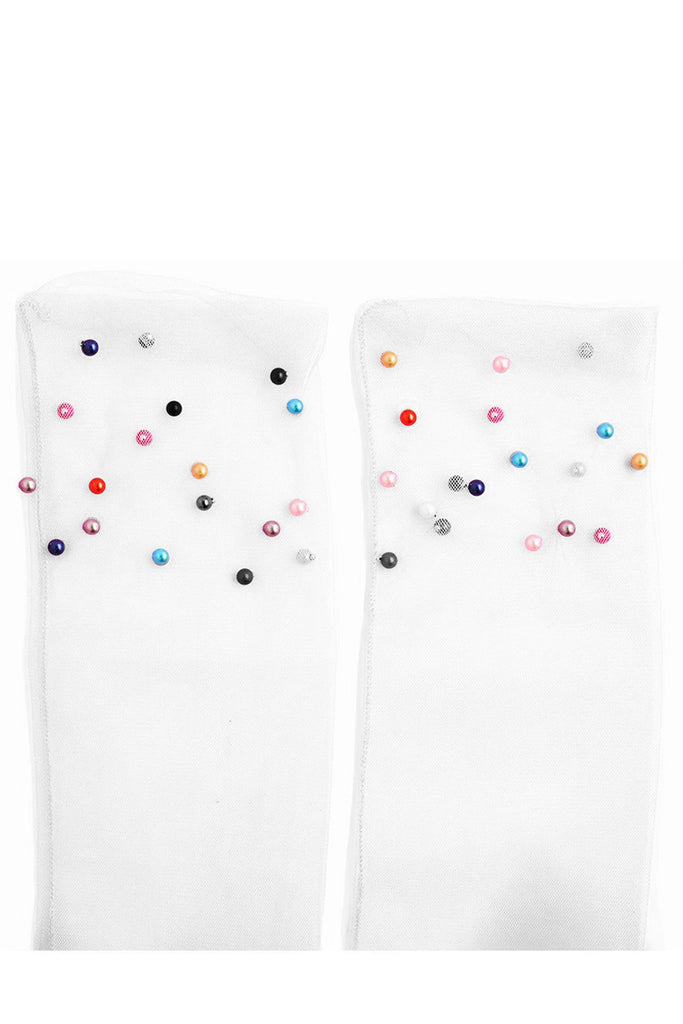 Sheer Socks With Pearls