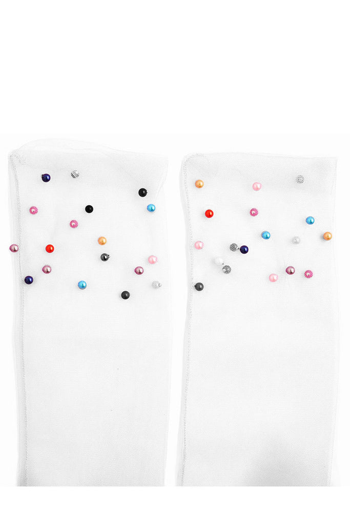 Sheer Socks With Pearls