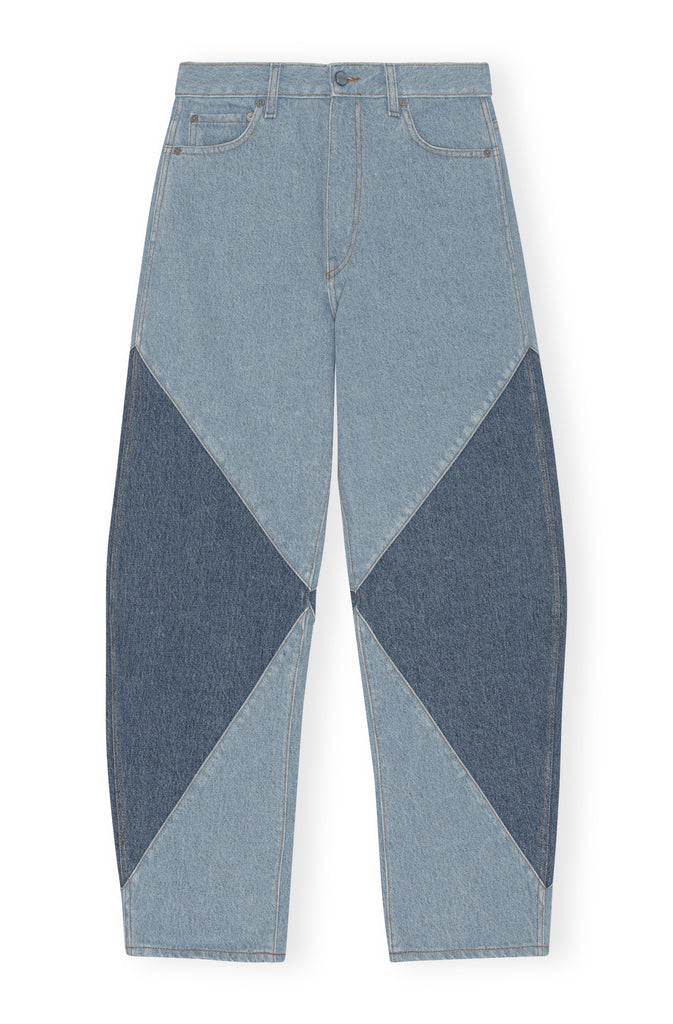 The contrast-panel denim jeans in denim color from the brand GANNI.