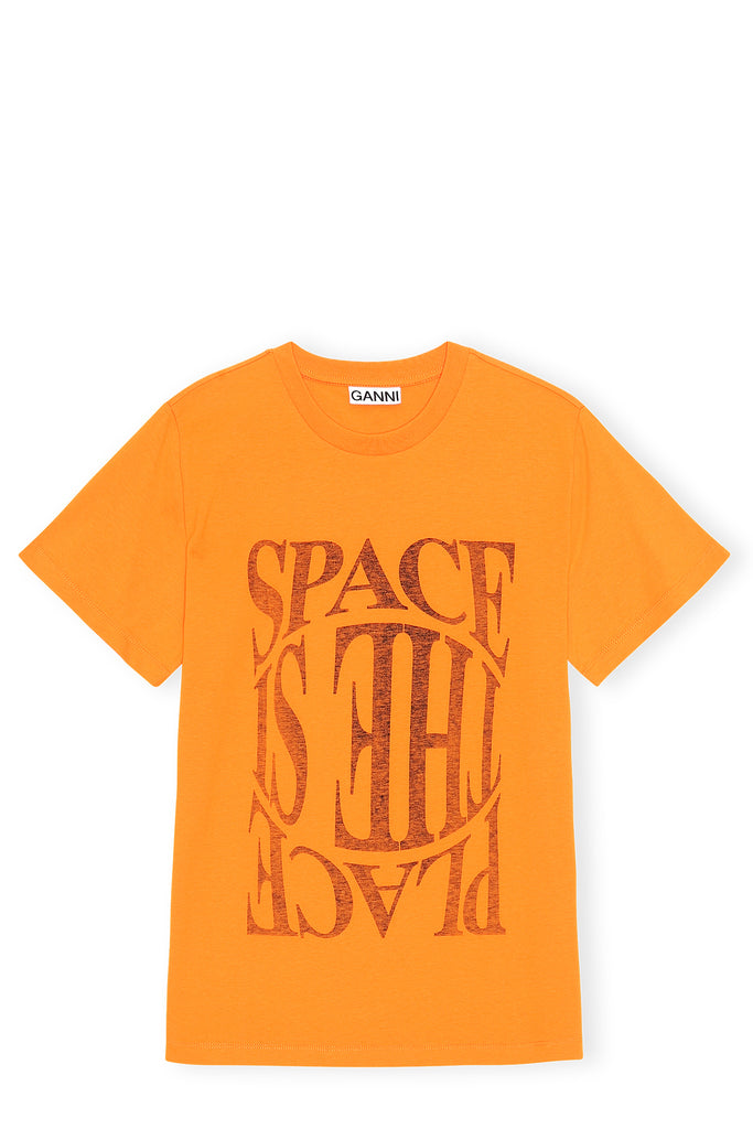 Organic Cotton T-Shirt With Space Text Print
