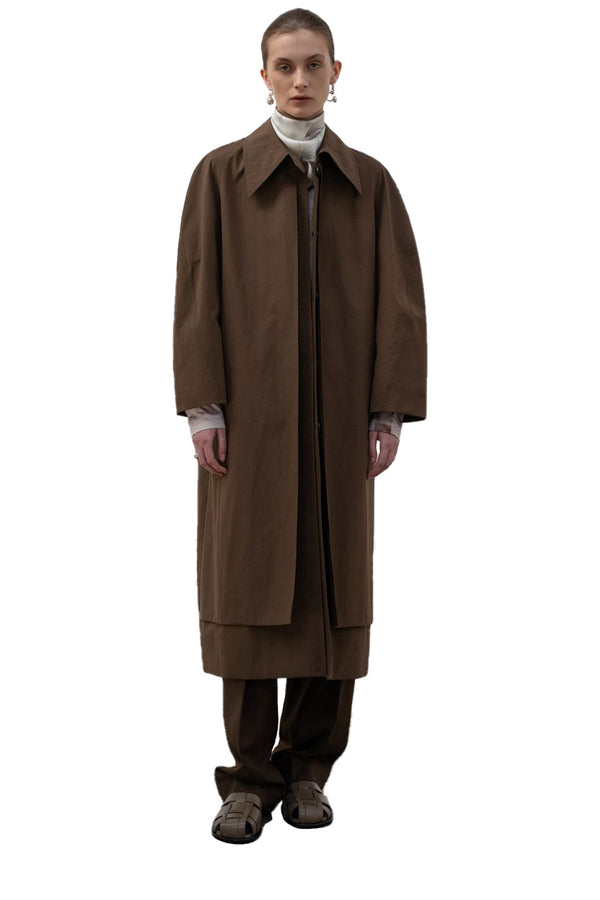 Cotton And Recycled Nylon Single Trench Coat