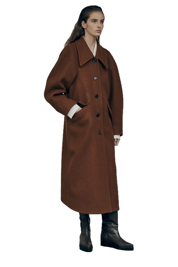 Low Collar Virgin Wool Coat