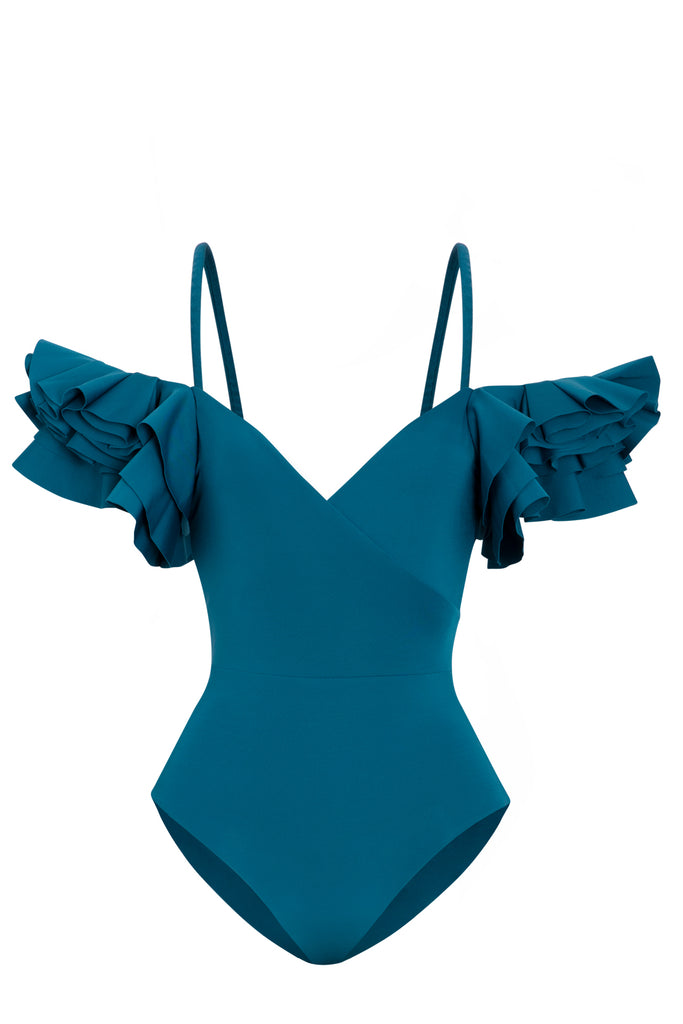 Blas Ruffled V-Neck Swimsuit