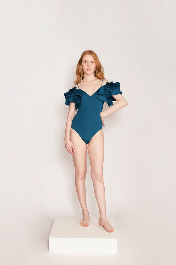 Blas Ruffled V-Neck Swimsuit